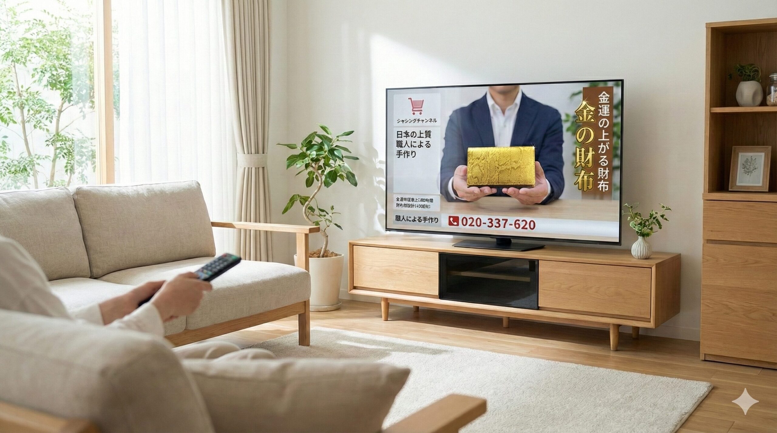 「テレビで見かける」という台本の言葉をそのまま視覚化し、インターネット上の怪しいサイトとは違う、日常に溶け込んだ安心感を演出します。